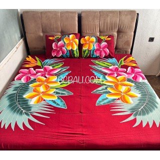 Hot Sale Bedsheet Hand Painted Floral Design by Balinese Artisans